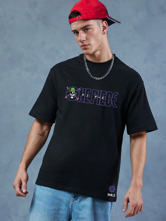 Pirate Crew - One Piece Printed Pure Cotton Oversized Black T-shirt