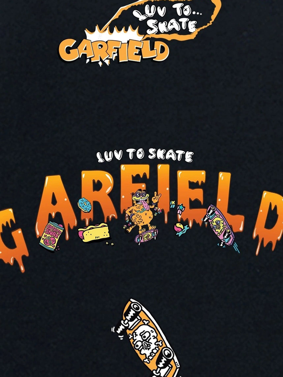 Garfield Skater Printed Pure Cotton Oversized Black T-shirt
