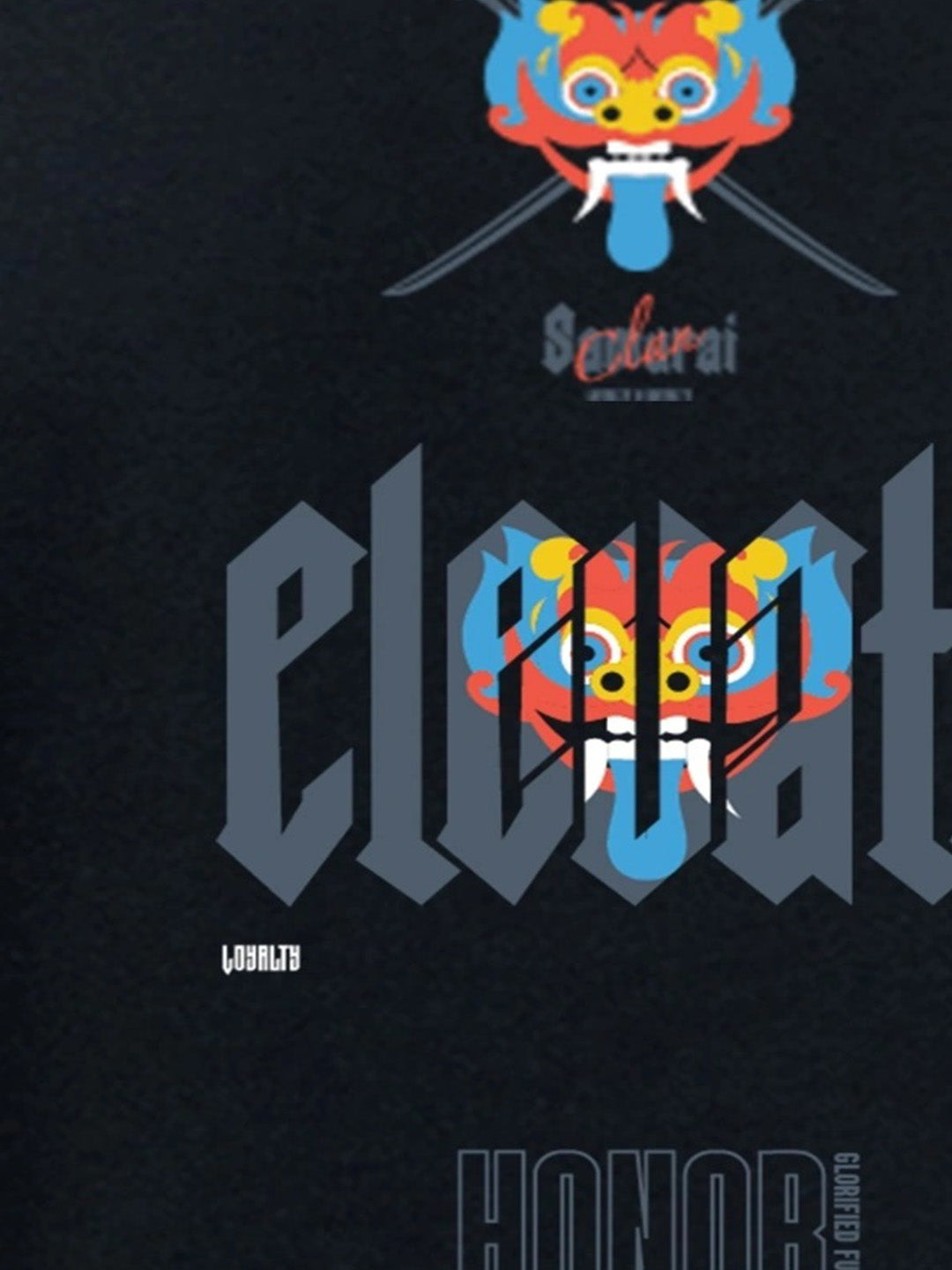 Elevate Printed Pure Cotton Oversized Black T-shirt