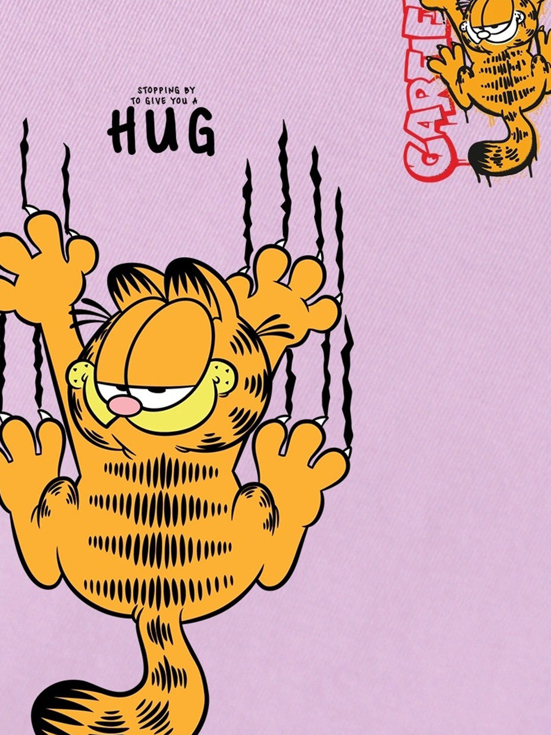 GARFIELD - Hug It Out Printed Pure Cotton Oversized Purple T-shirt