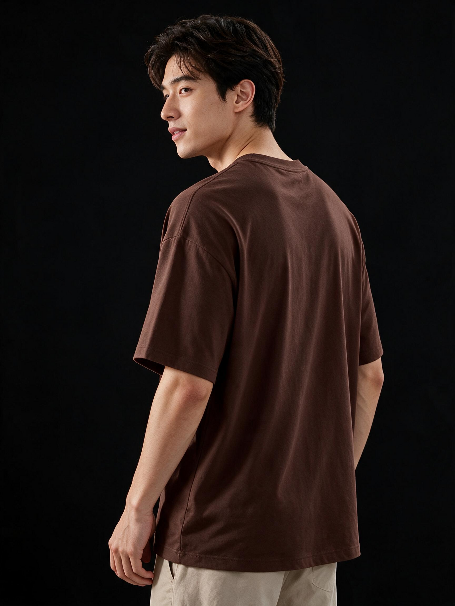 Boston Typography Printed Pure Cotton Oversized Brown T-shirt