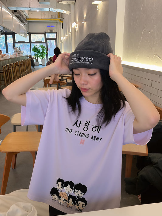 One Strong Army Printed Pure Cotton Oversized Purple T-shirt