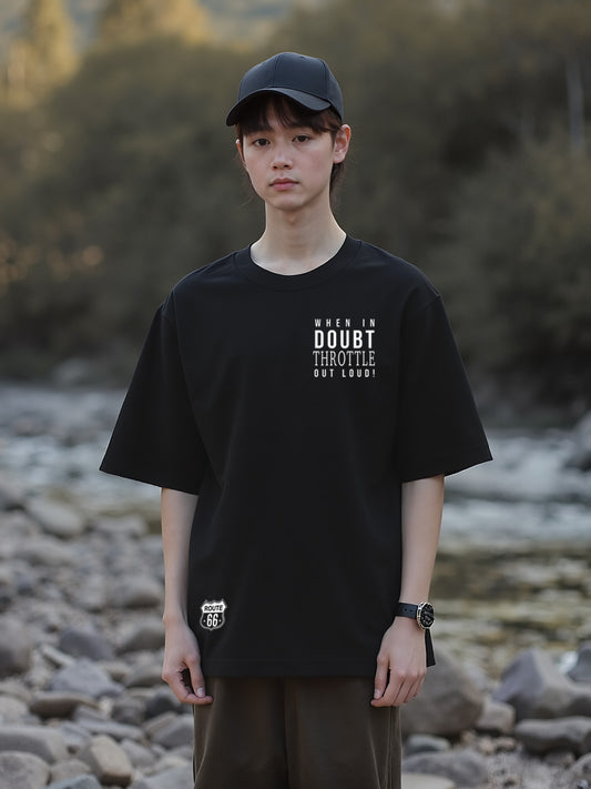 Chopper Printed Pure Cotton Oversized Black T-shirt
