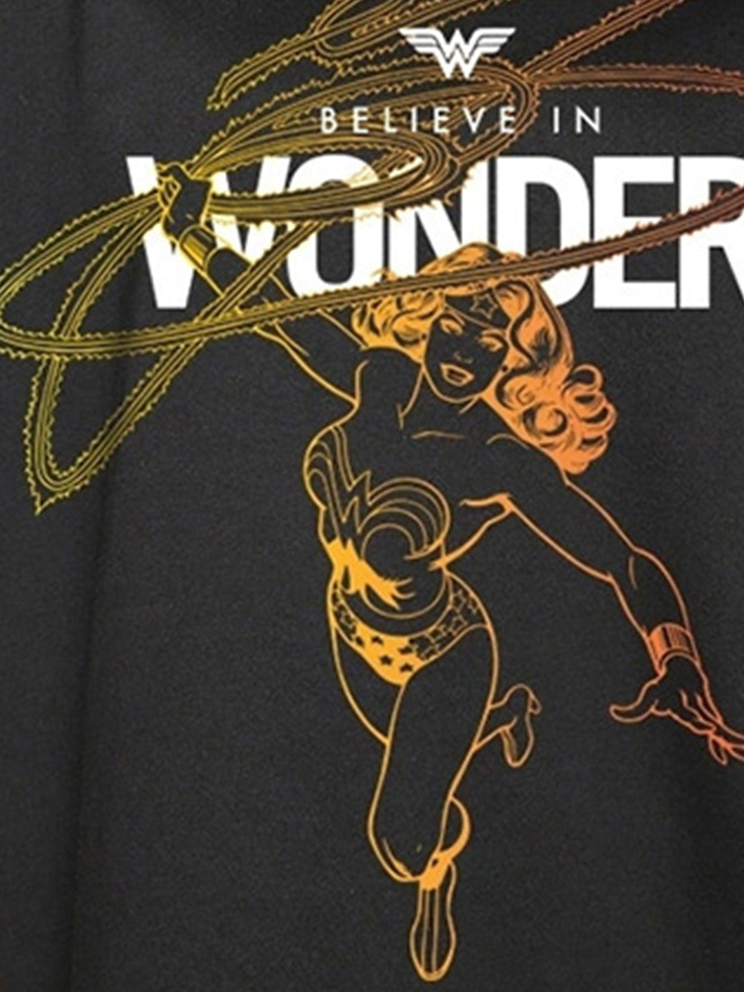 Believe In Wonder Printed Pure Cotton Oversized Black T-shirt