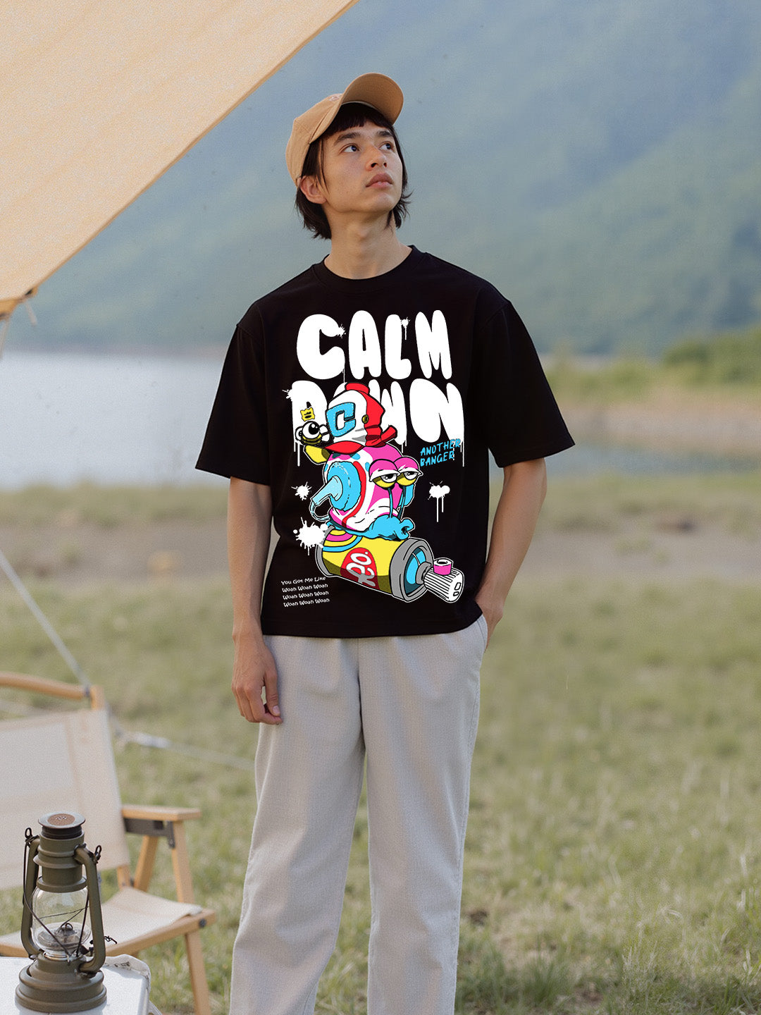 Calm Down Printed Pure Cotton Oversized T-shirt