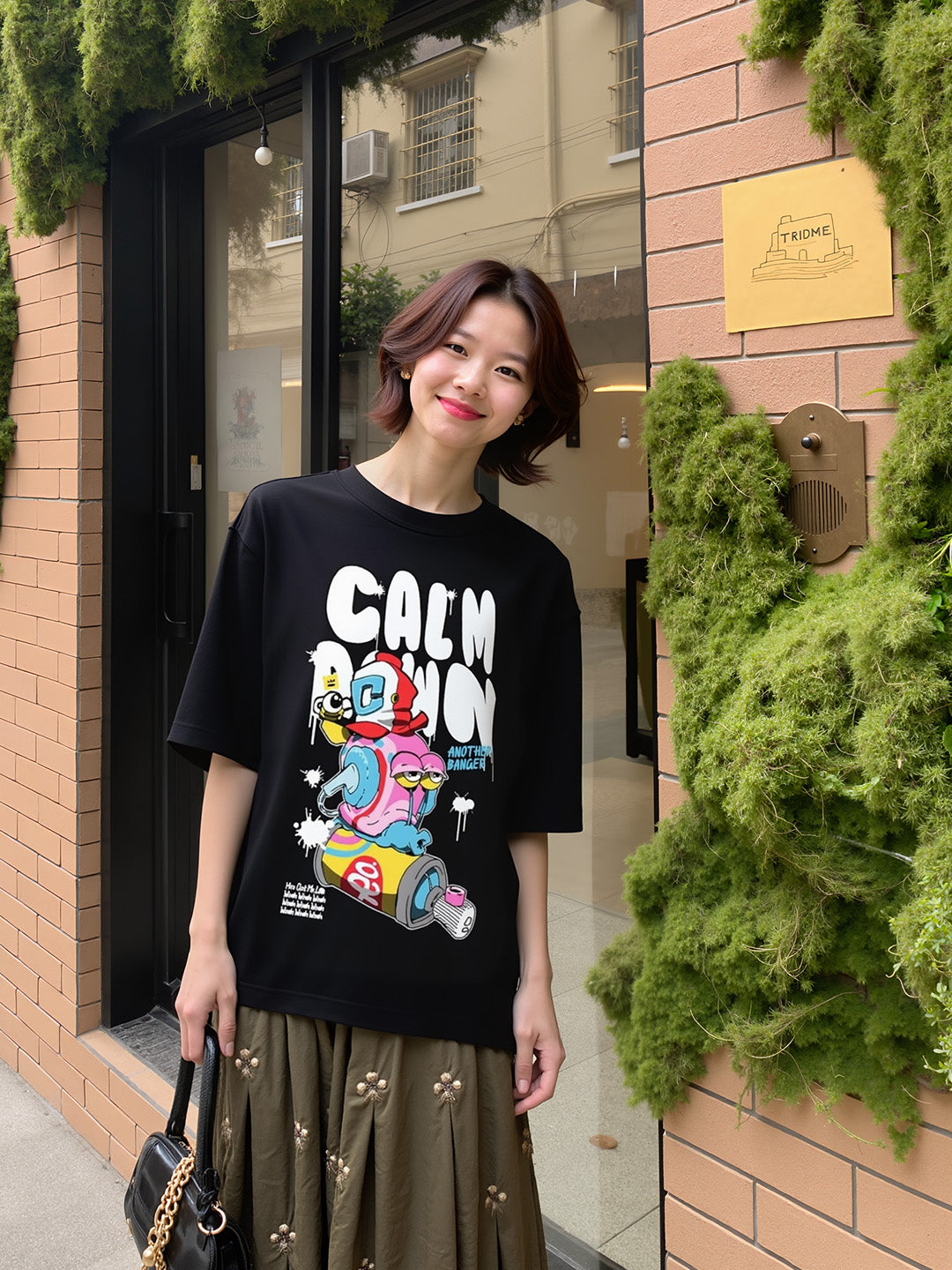 Calm Down Printed Pure Cotton Oversized T-shirt