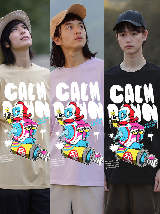 Calm Down Printed Pure Cotton Oversized T-shirt
