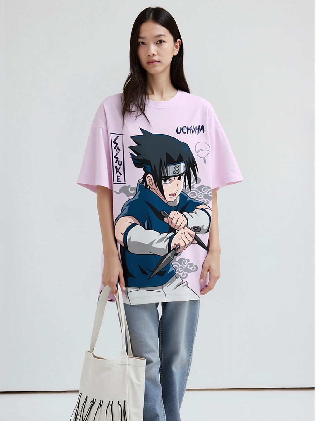 Sasuke - Ninja Printed Pure Cotton Oversized Purple T-shirt