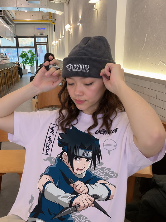 Sasuke - Ninja Printed Pure Cotton Oversized Purple T-shirt