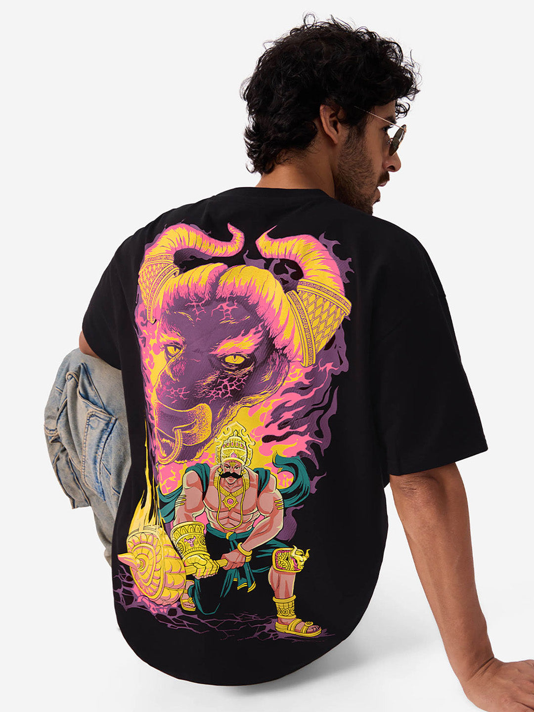 God of Death Printed Pure Cotton Oversized T-shirt