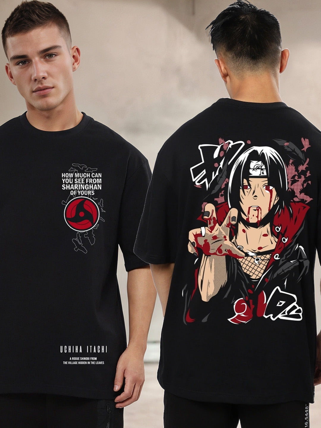 Itachi Moment - Uchiha Clan Printed Pure Cotton Oversized Black T-shirt