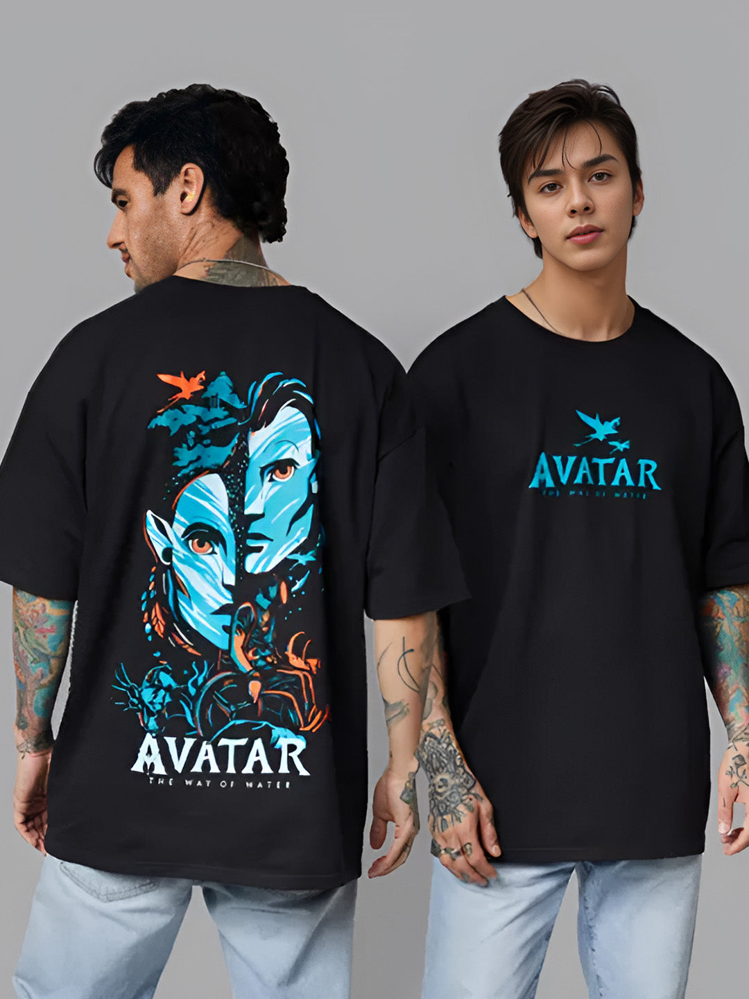 Avatar - The Way of Water Graphic Printed Pure Cotton Oversized Black T-shirt