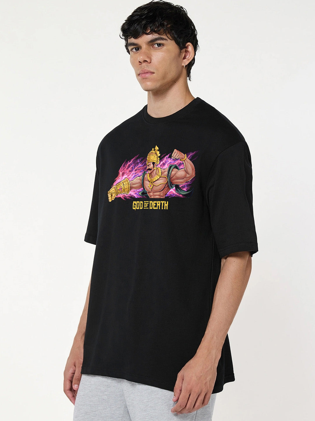 God of Death Printed Pure Cotton Oversized T-shirt