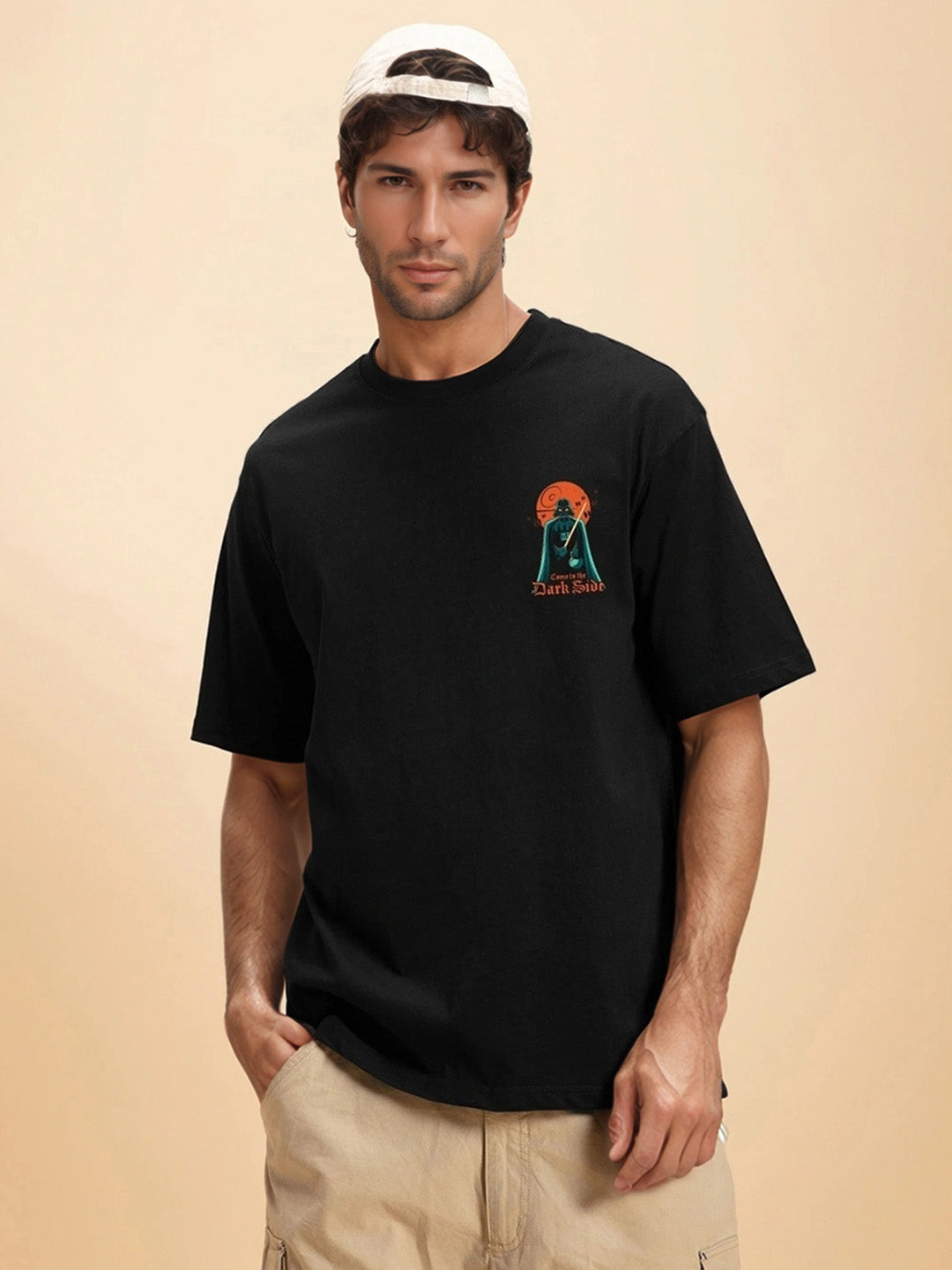Star-Wars Darth Hader Printed Pure Cotton Oversized Black T-shirt