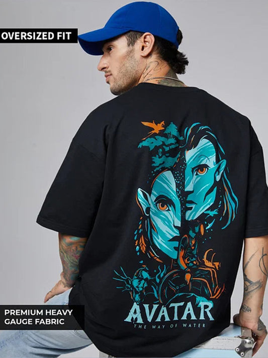 Avatar - The Way of Water Graphic Printed Pure Cotton Oversized Black T-shirt