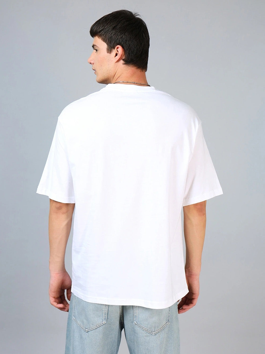 Keep Listening Printed Pure Cotton Oversized White T-shirt