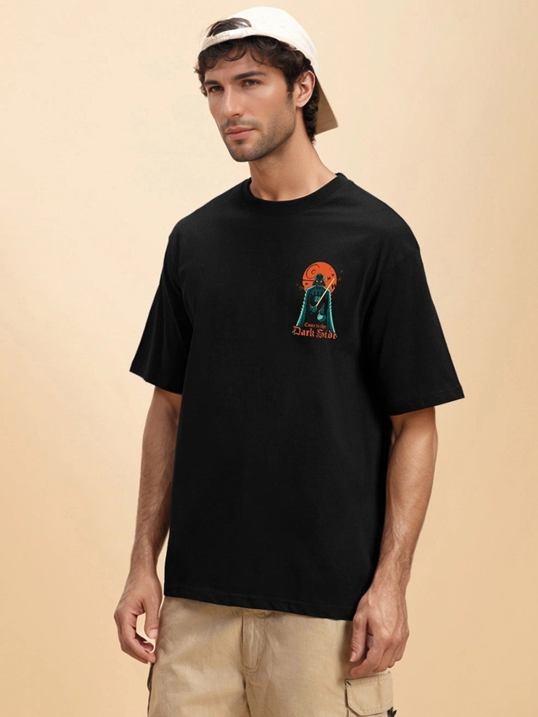 Star-Wars Darth Hader Printed Pure Cotton Oversized Black T-shirt