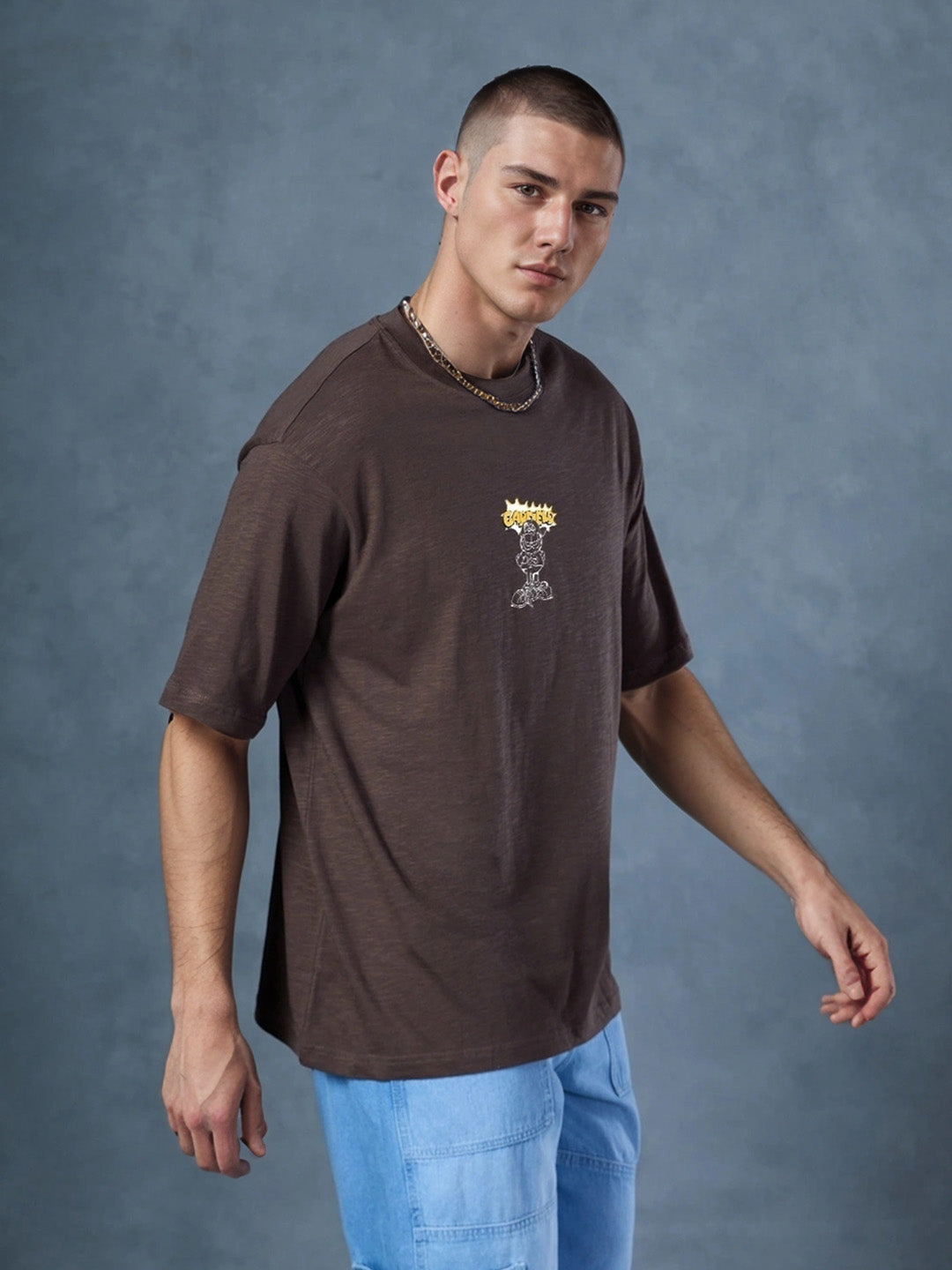 Garfield Attitude Printed Pure Cotton Oversized Brown T-shirt
