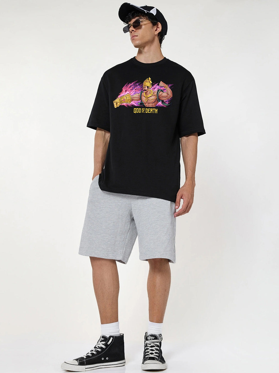 God of Death Printed Pure Cotton Oversized T-shirt