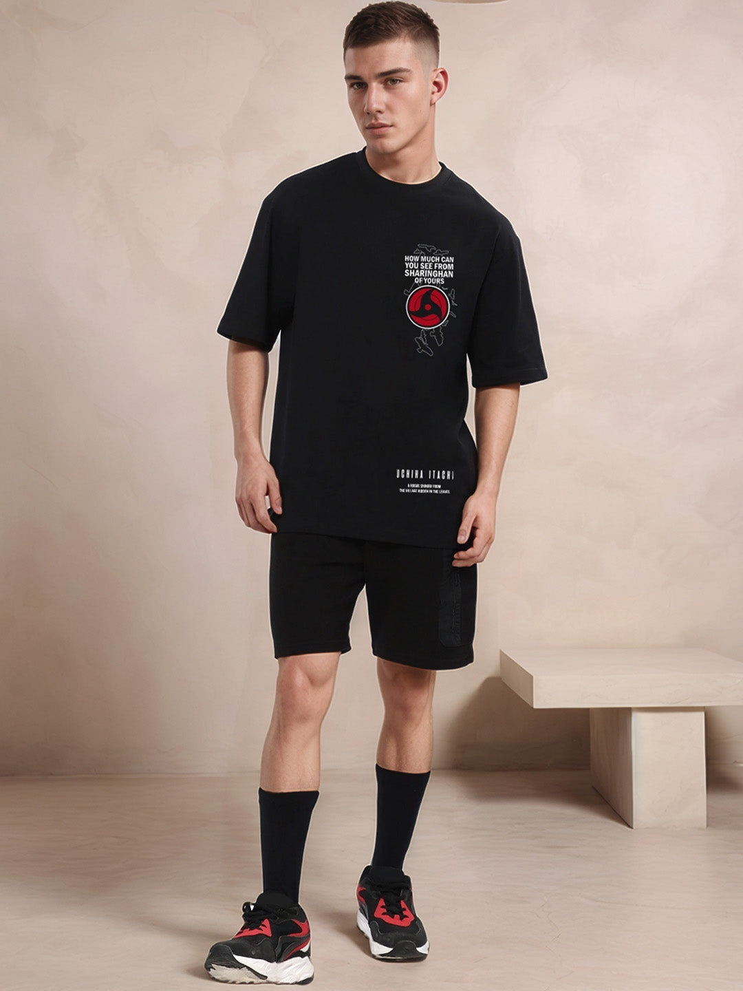 Itachi Moment - Uchiha Clan Printed Pure Cotton Oversized Black T-shirt