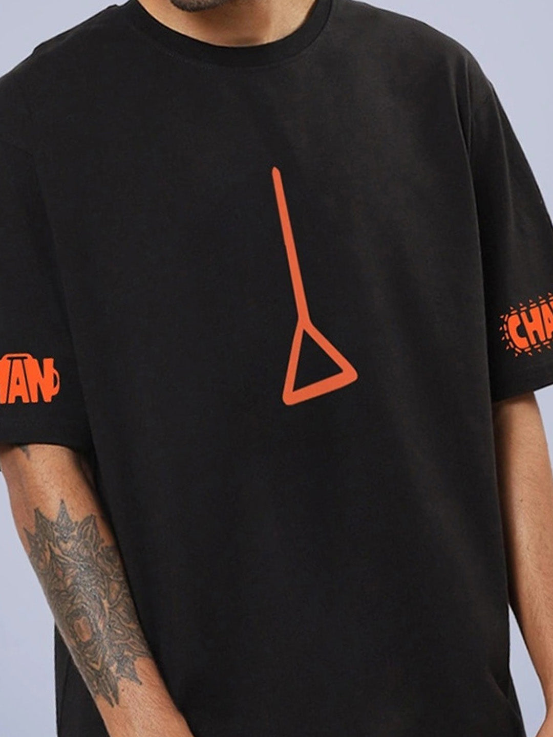 Chainsaw-man Anime Printed Pure Cotton Oversized Black T-shirt