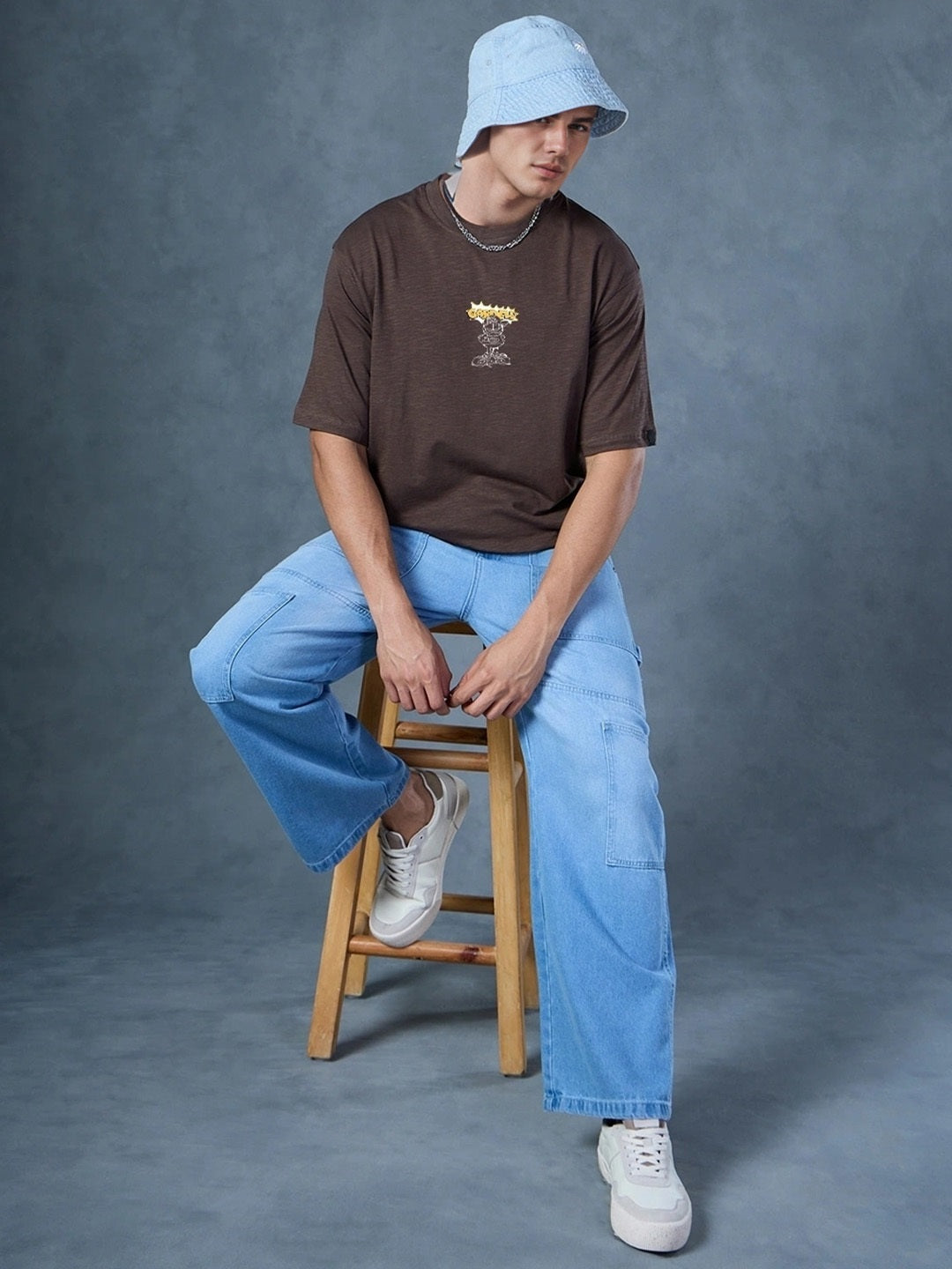 Garfield Attitude Printed Pure Cotton Oversized Brown T-shirt