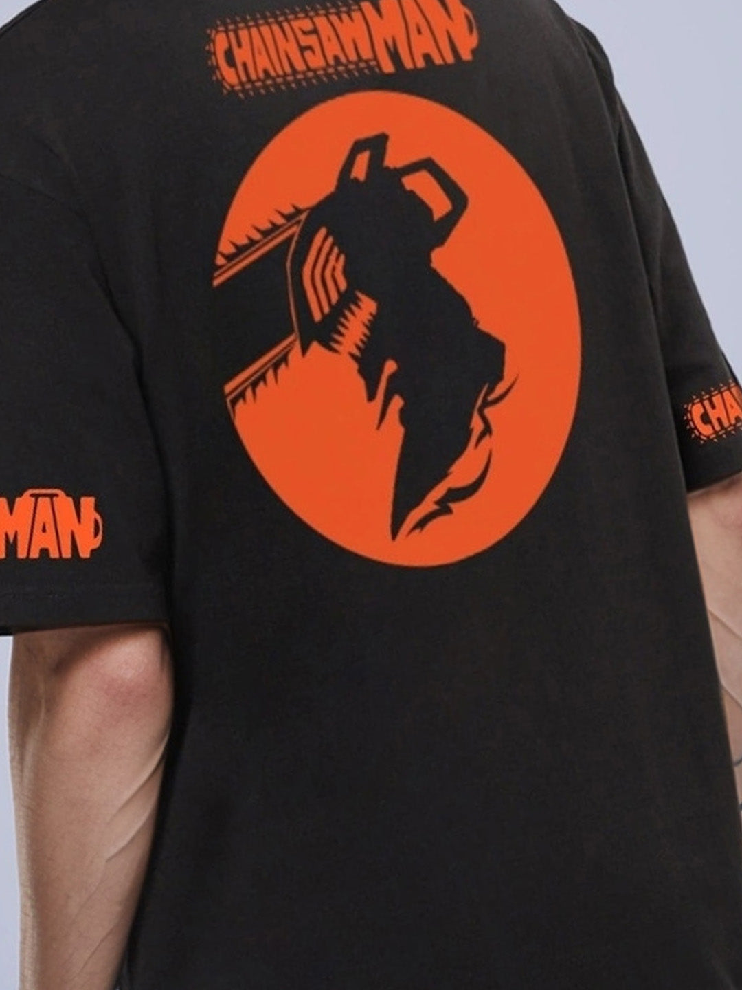 Chainsaw-man Anime Printed Pure Cotton Oversized Black T-shirt