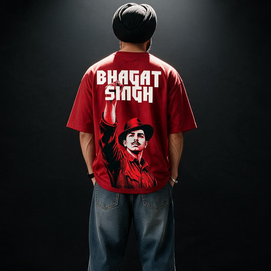 Bhagat Singh - Tyaag Printed Pure Cotton Oversized T-shirt