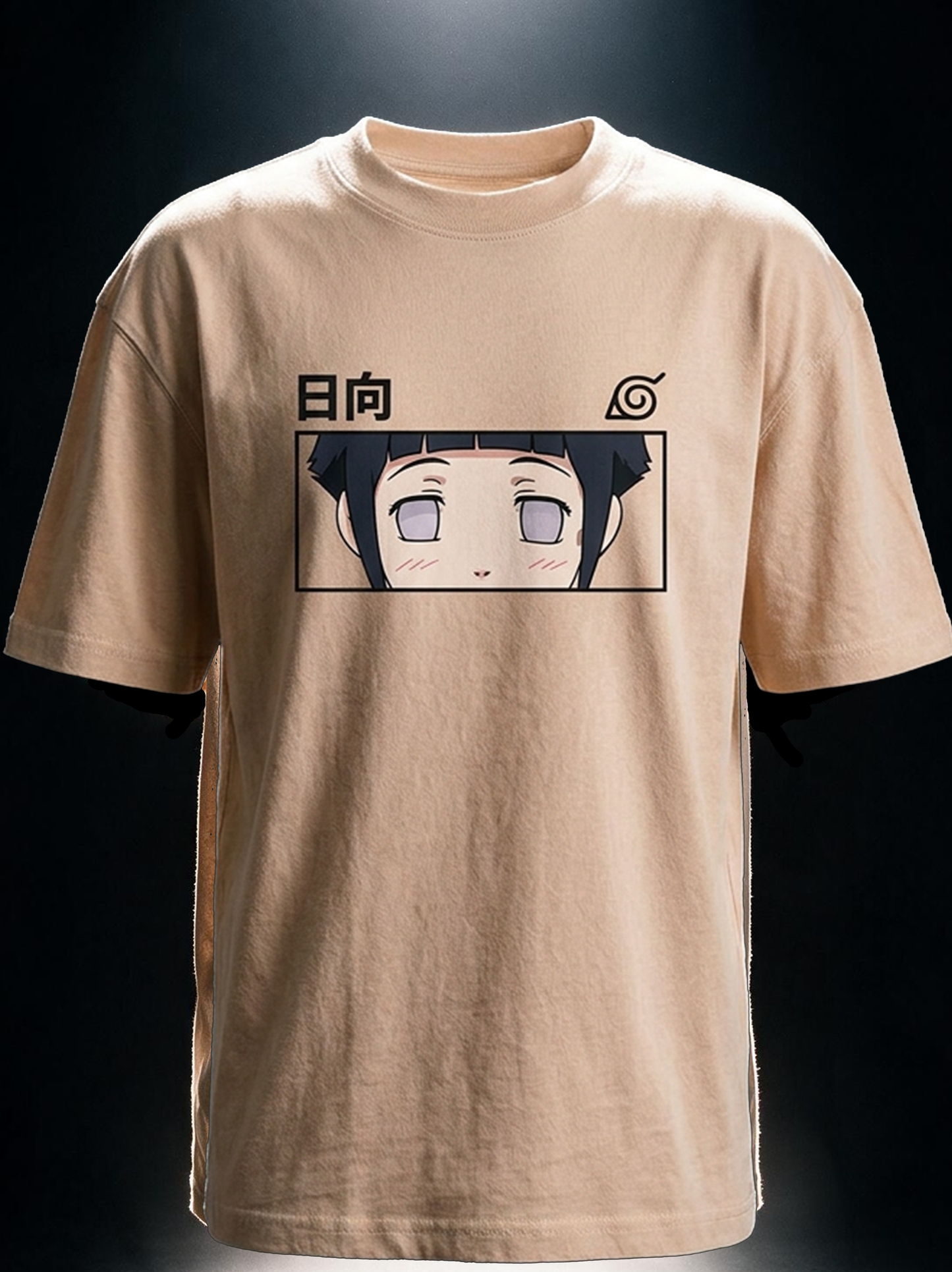 Hinata Hyuga - Ninja Printed Pure Cotton Oversized Beige T-shirt