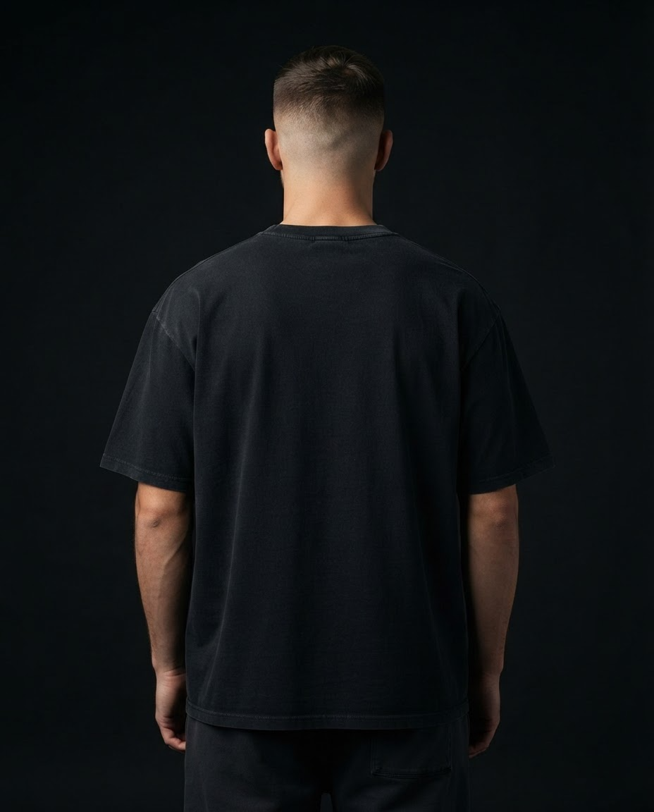 Black Ink Coffee Printed Pure Cotton Oversized Black T-shirt