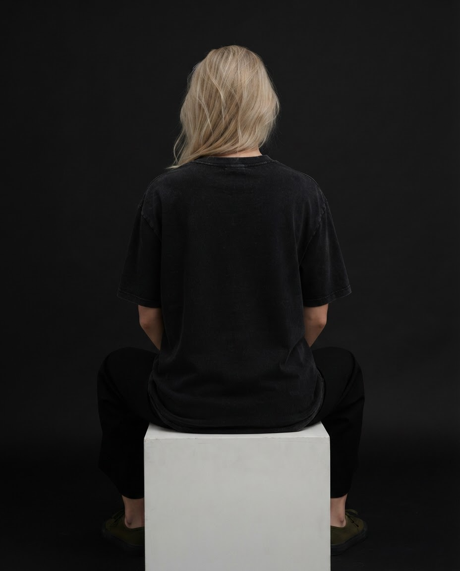 Black Ink Coffee Printed Pure Cotton Oversized Black T-shirt