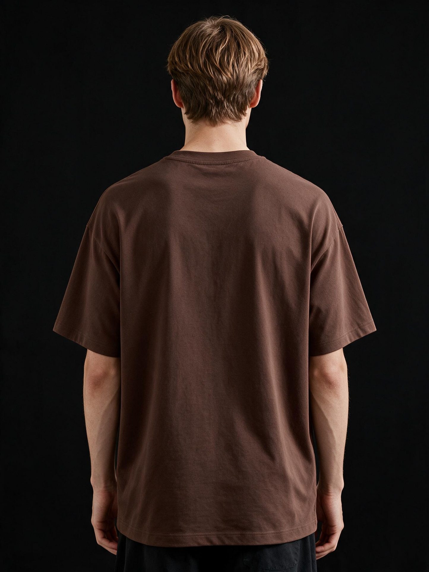 Boston Typography Printed Pure Cotton Oversized Brown T-shirt