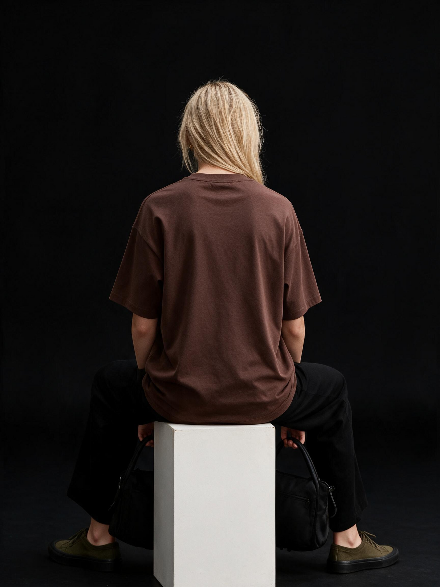 Boston Typography Printed Pure Cotton Oversized Brown T-shirt
