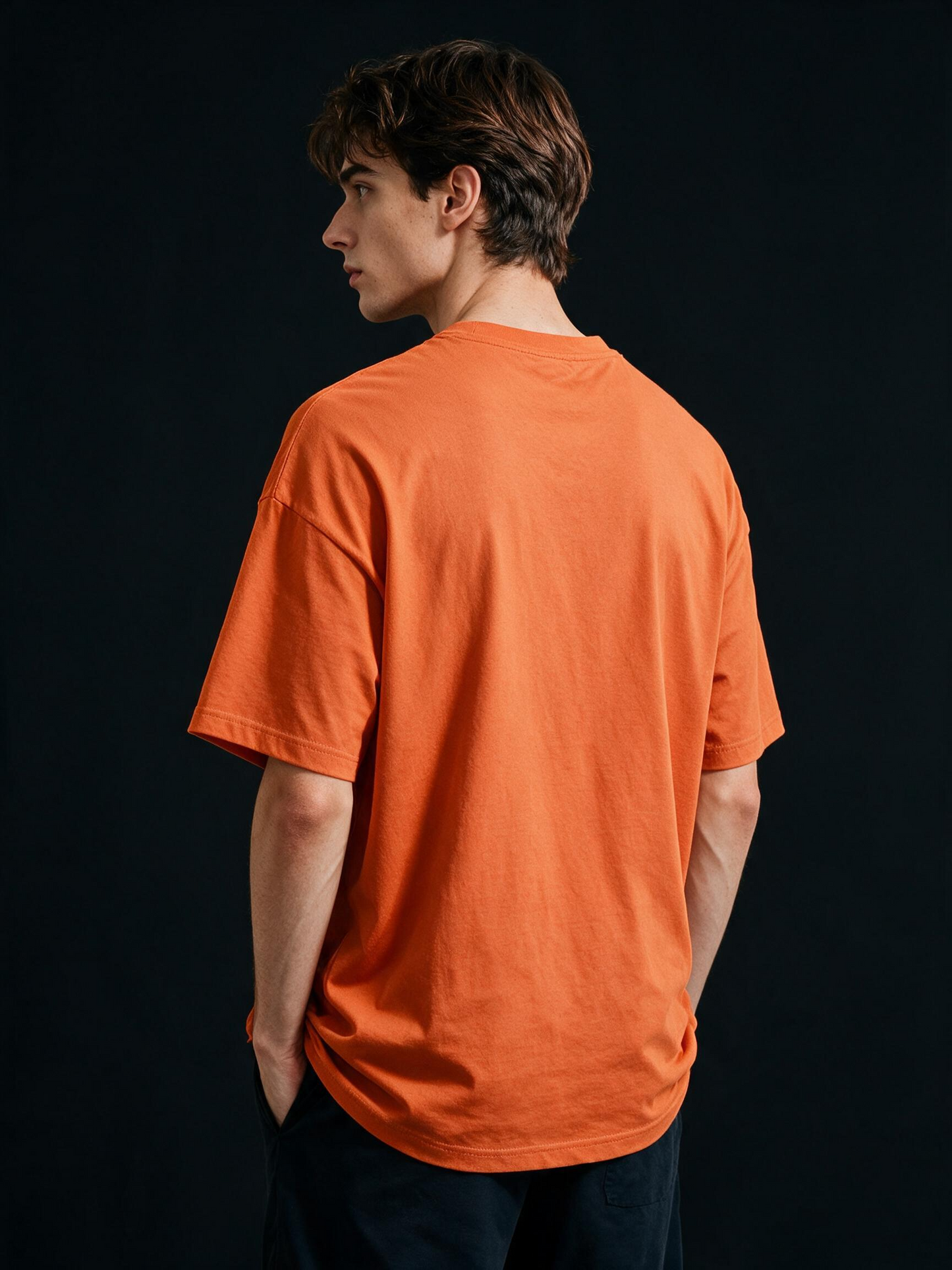 Boston Typography Printed Pure Cotton Oversized Orange T-shirt