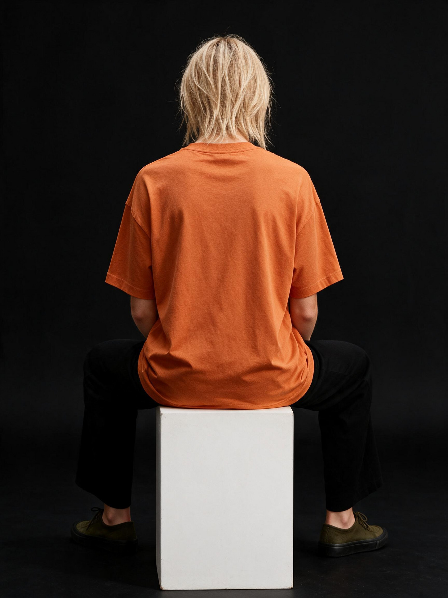 Boston Typography Printed Pure Cotton Oversized Orange T-shirt