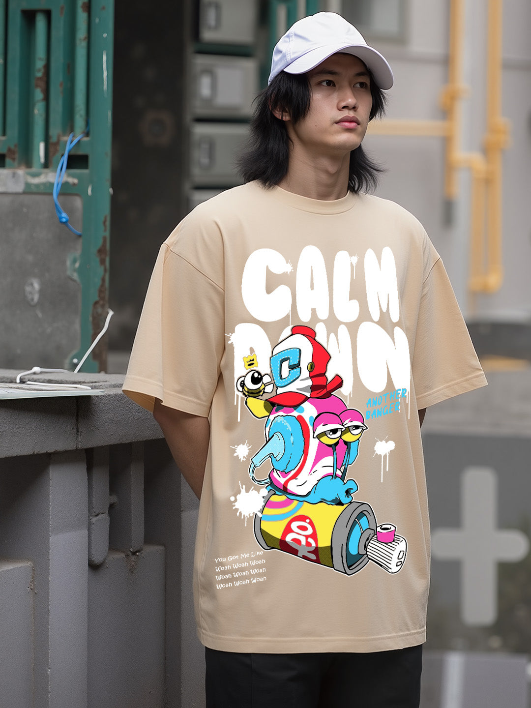 Calm Down Printed Pure Cotton Oversized T-shirt