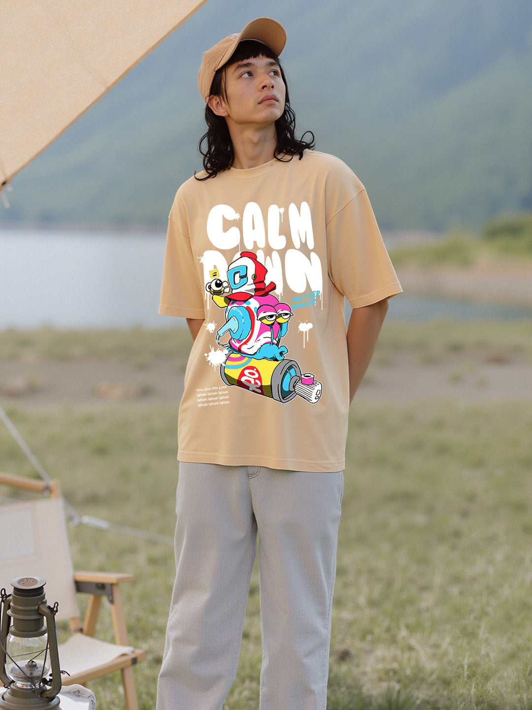 Calm Down Printed Pure Cotton Oversized T-shirt