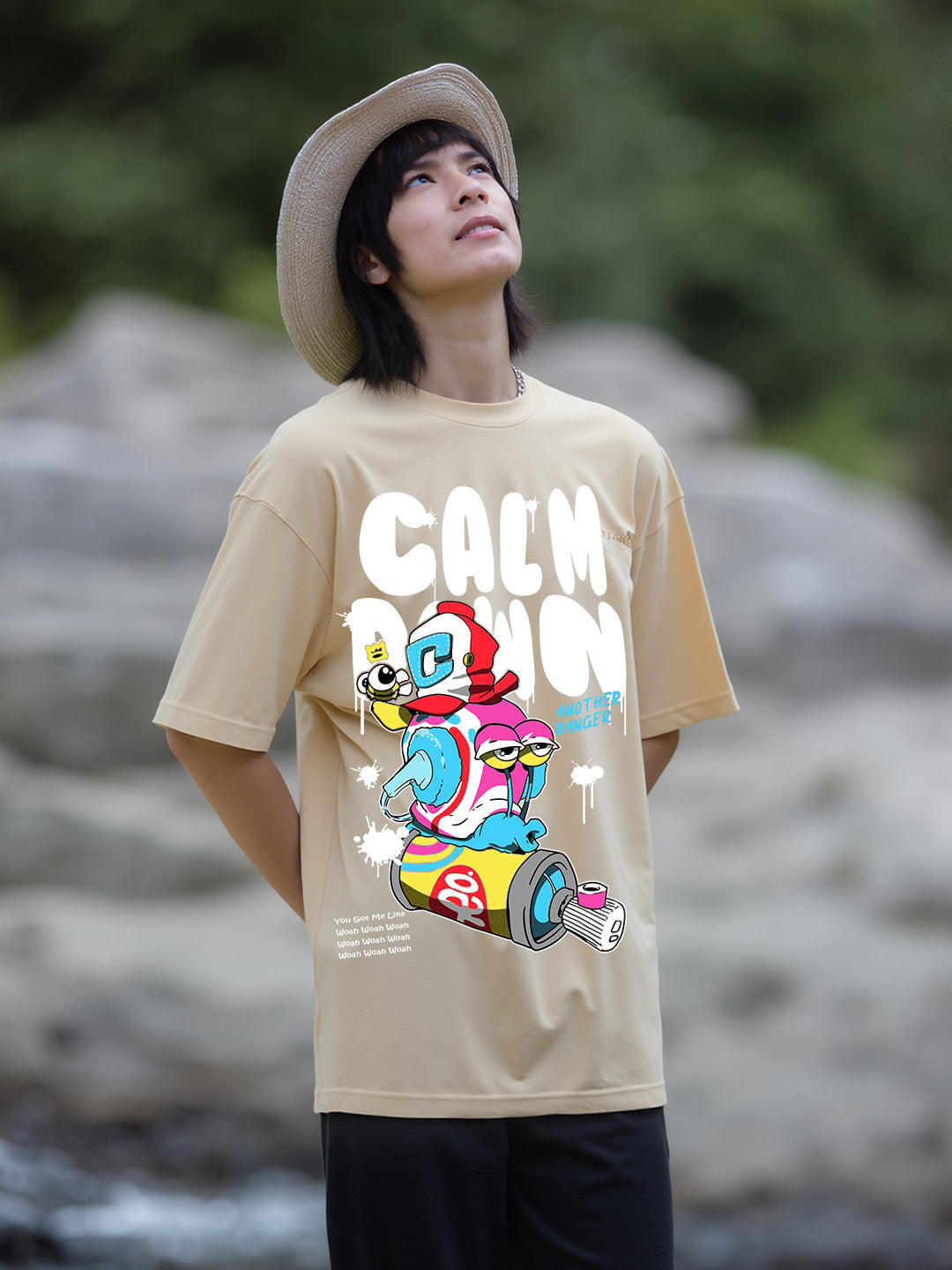 Calm Down Printed Pure Cotton Oversized T-shirt