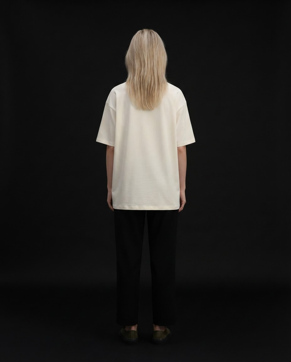 Forest Cat Printed Pure Cotton Oversized Off White T-shirt