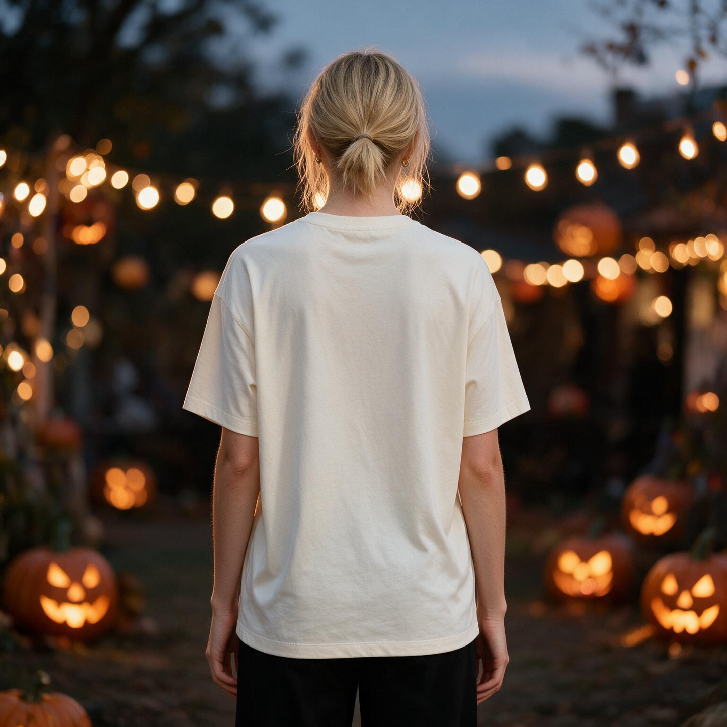Show Me Your Boo Printed Pure Cotton Oversized Off White T-shirt