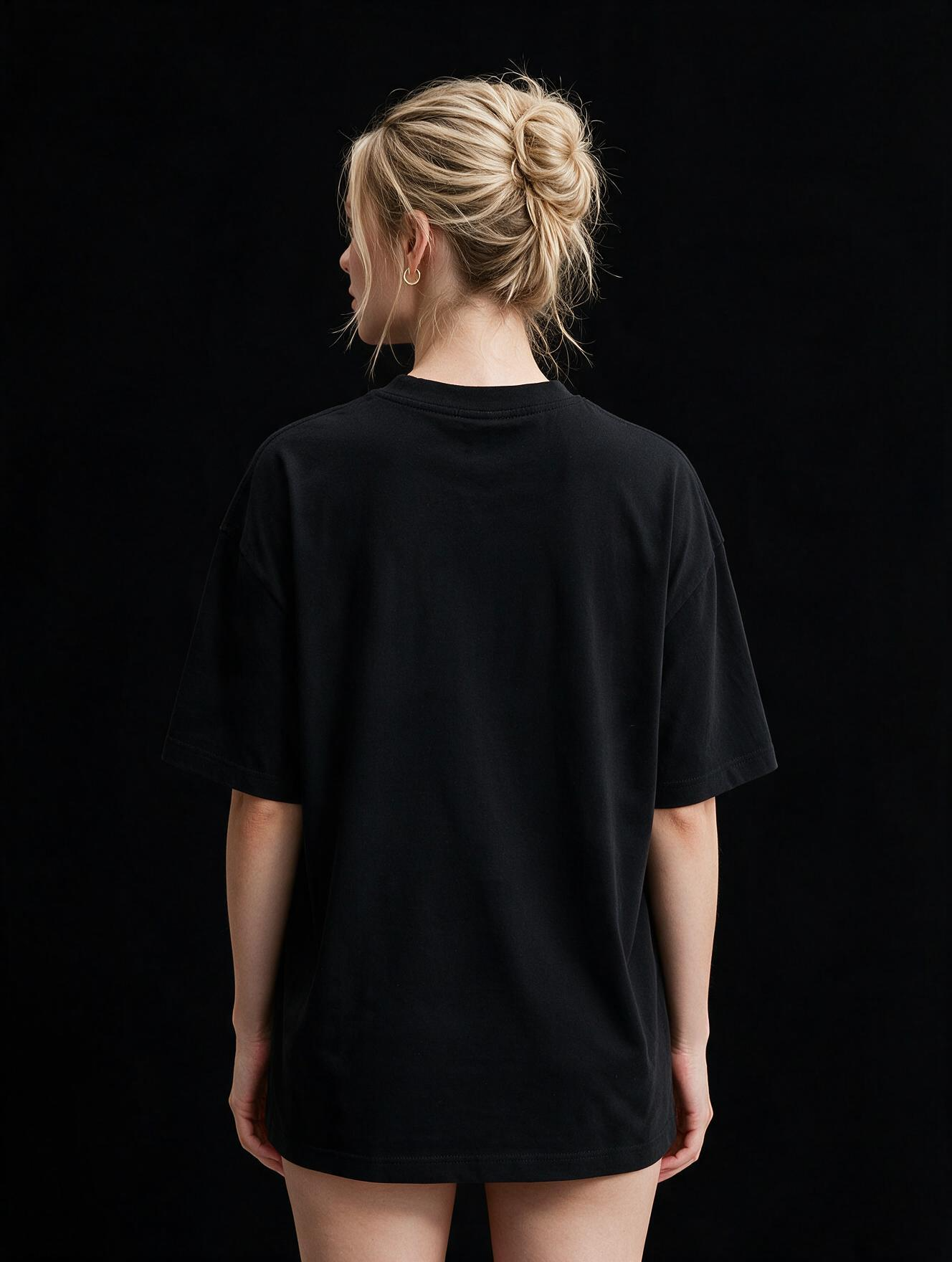 Midnight Spook Show Printed Pure Cotton Oversized Black T-shirt