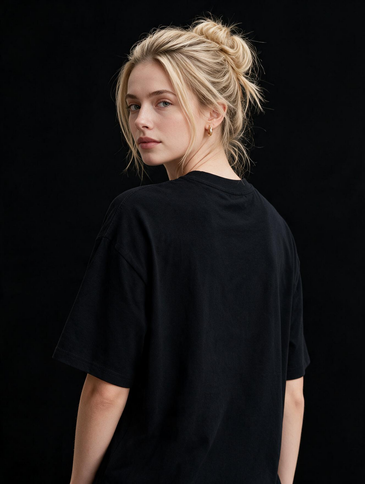 Midnight Spook Show Printed Pure Cotton Oversized Black T-shirt