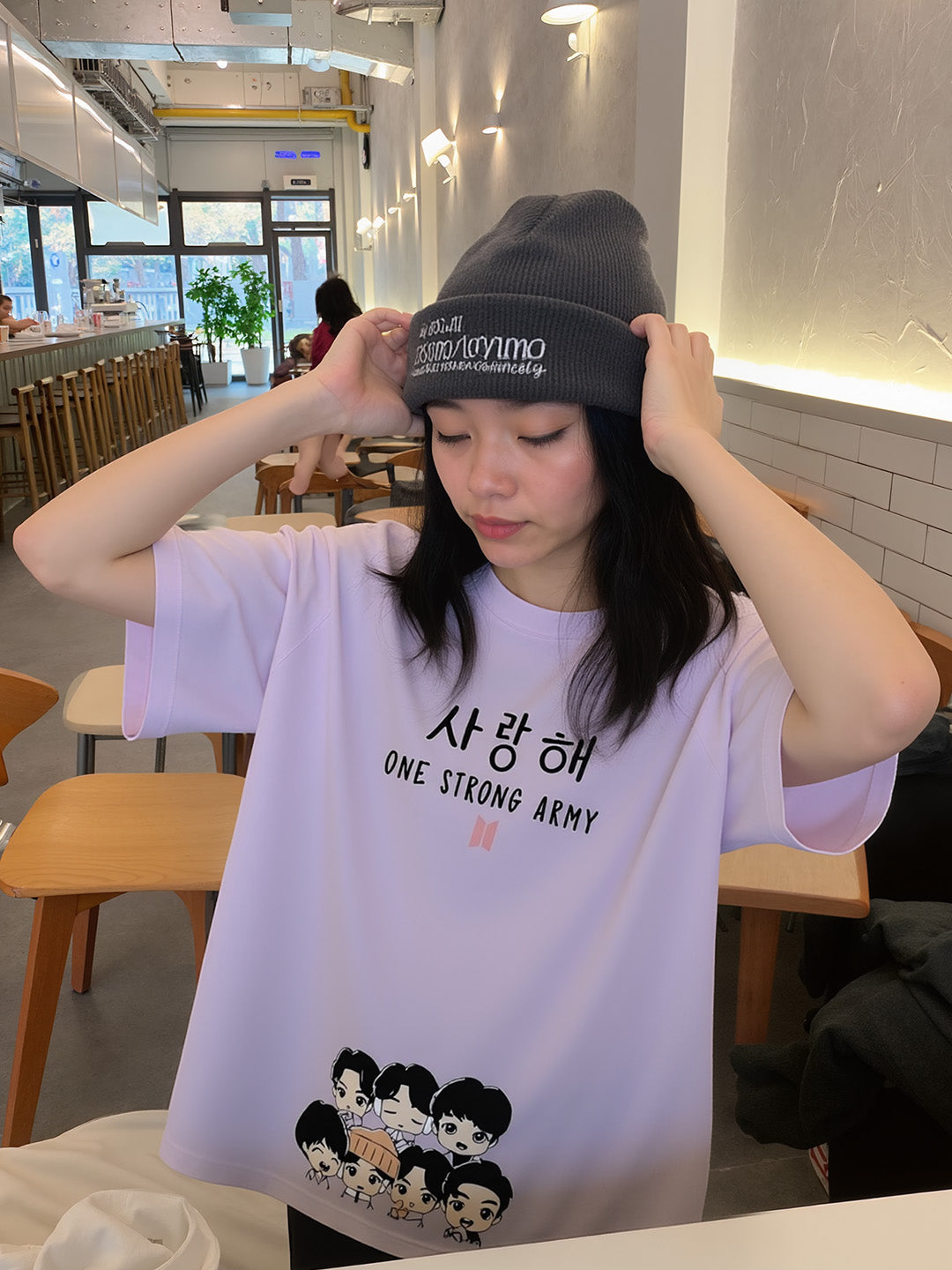 One Strong Army Printed Pure Cotton Oversized Purple T-shirt