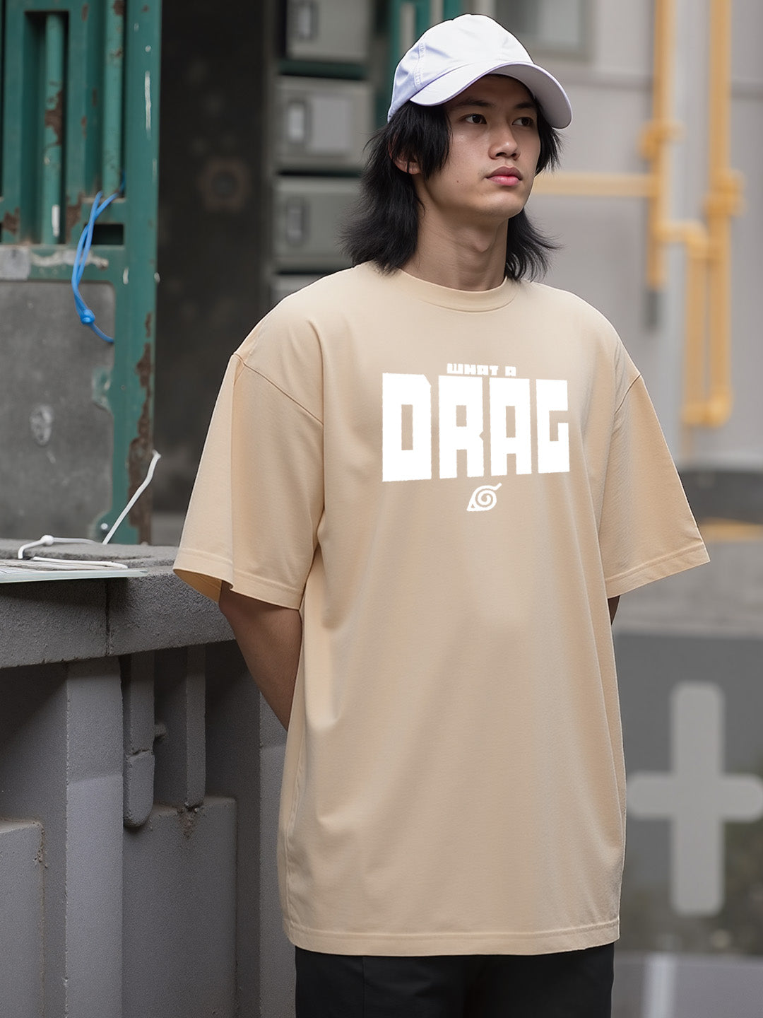 Shikamaru Drag - Ninja Printed Pure Cotton Oversized Beige T-shirt
