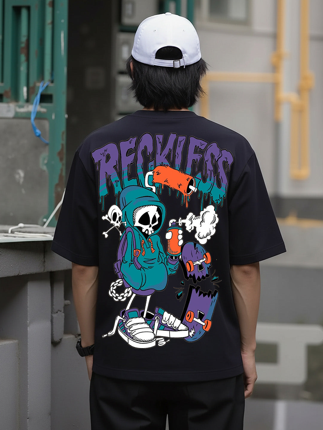 Rackless Graphic Printed Pure Cotton Oversized T-shirt