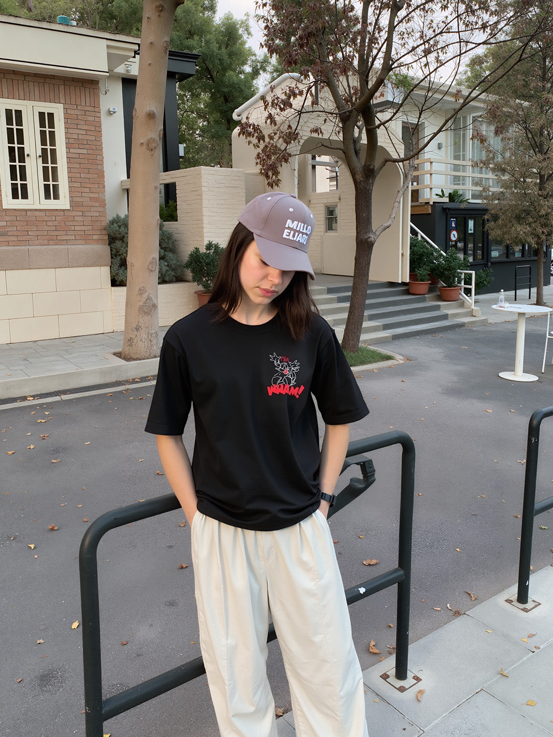 Steaming Donald Printed Pure Cotton Oversized Black T-shirt