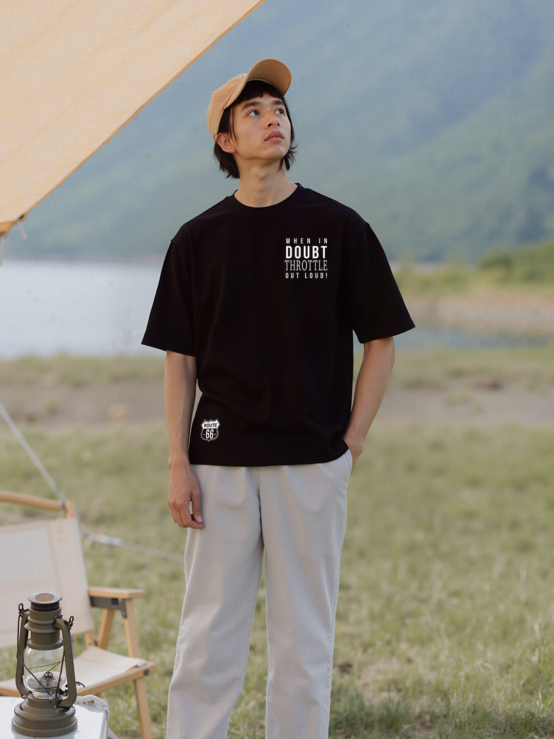Chopper Printed Pure Cotton Oversized Black T-shirt