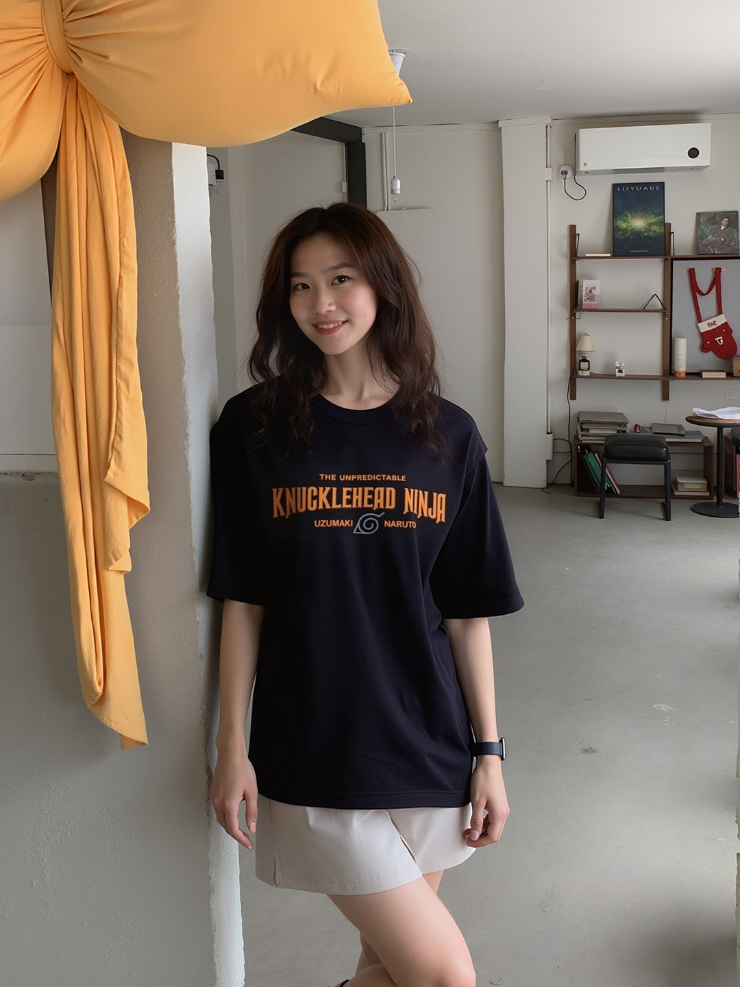 Kyuubi Mode - Nine tail Fox Printed Pure Cotton Oversized Black T-shirt