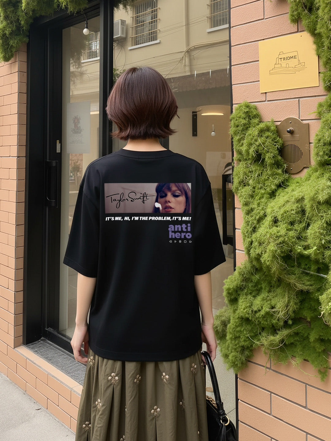 Anti Hero Printed Pure Cotton Oversized Black T-shirt