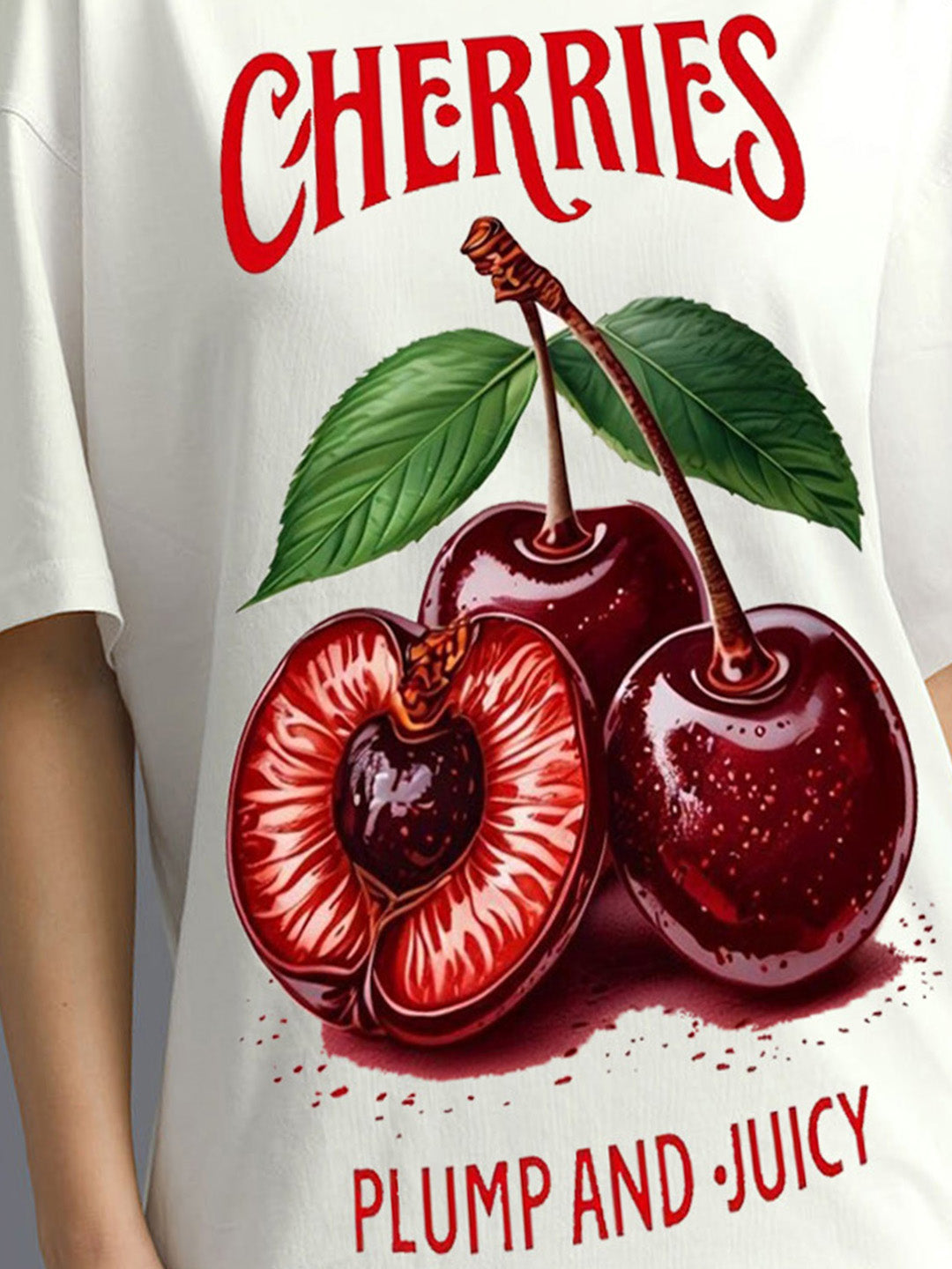 Plumpy Cherry Printed Pure Cotton Oversized T-shirt